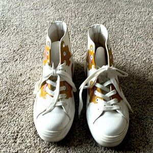 Coconuts by Matisse Sneakers Size 9  High Top tan and rose  on‎ White